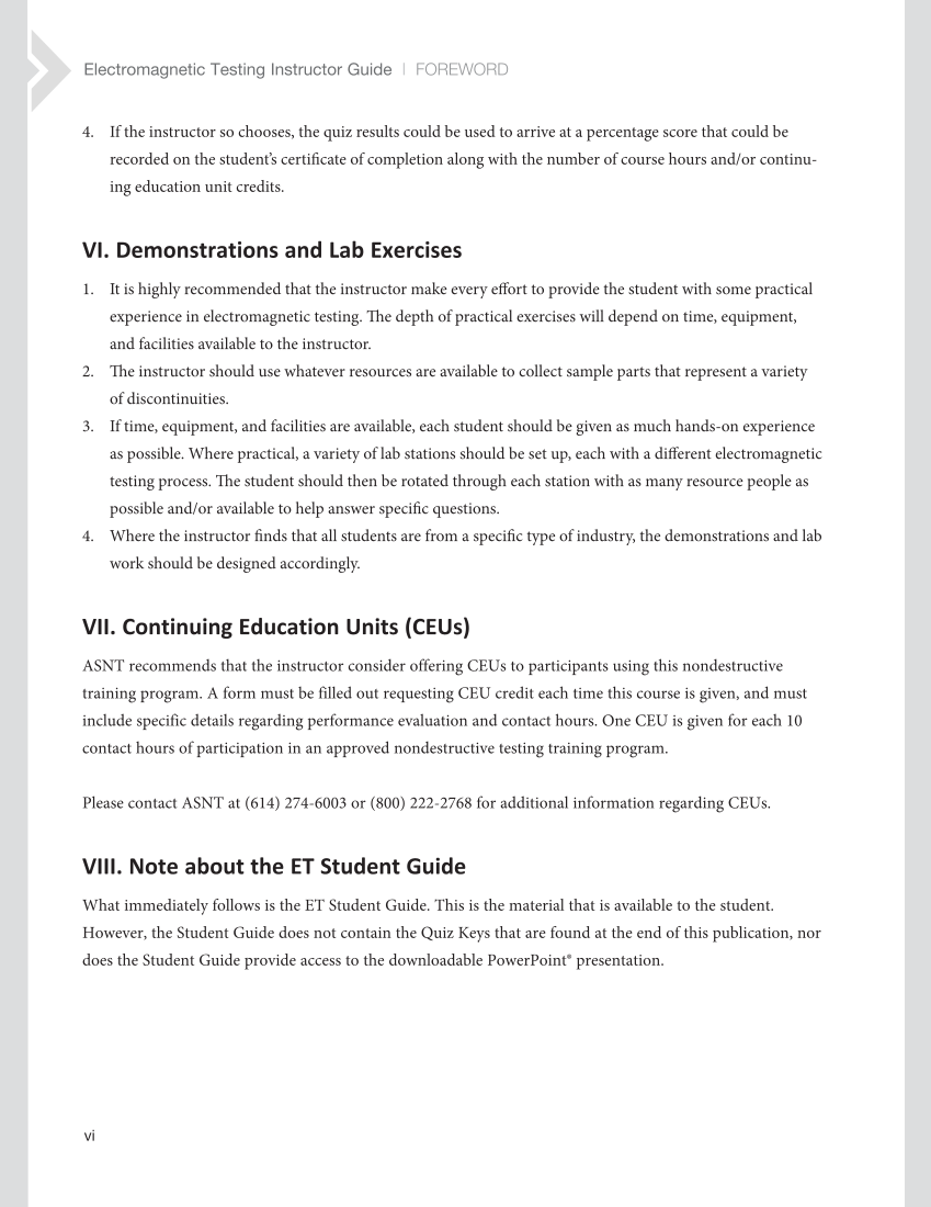 Sample Test Examiner Handbook.pdf Electromagnetic Testing (ET) Instructor Guide, SAMPLE page 8